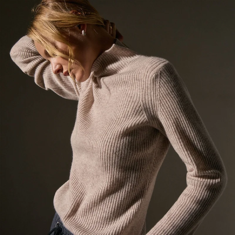 Chic & Cozy Collection Recycled Cashmere Funnel Neck - Soft Beige