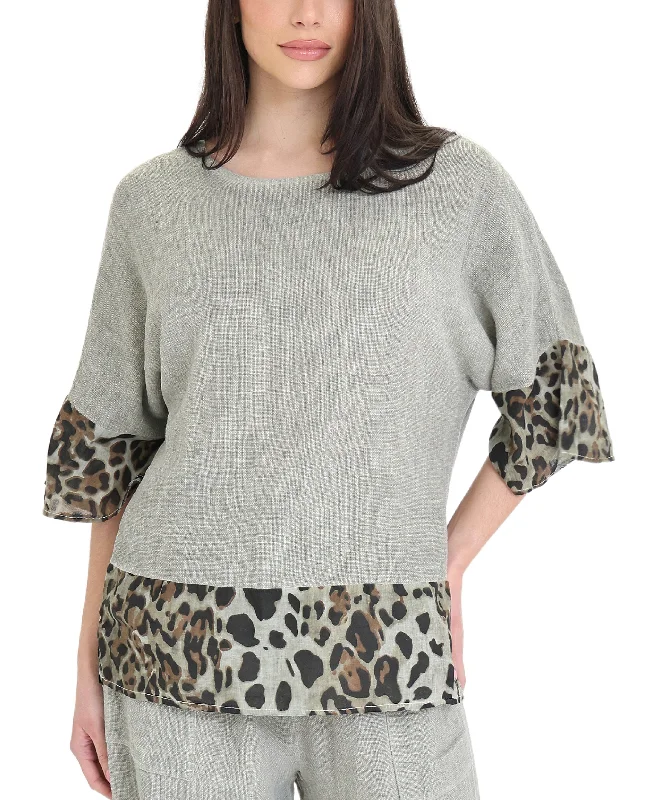 Limited Stock, Big Discounts Leopard Print Linen Top