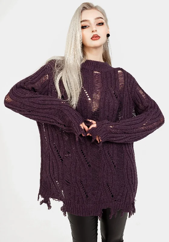 Flash Sale Now Dayglo Relaxed Knit Jumper In Lavender Mist