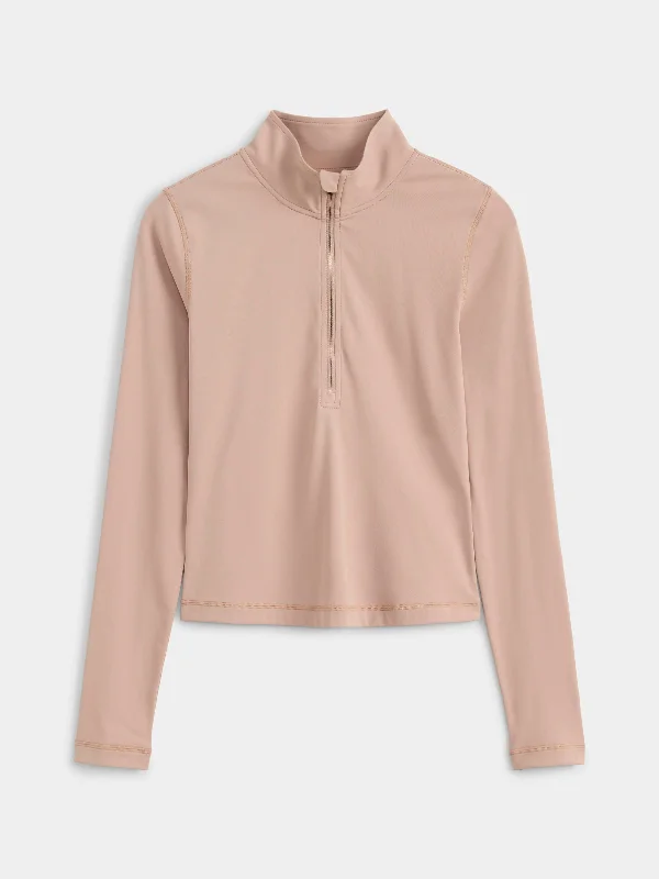 Flash Sale Starts The Fitted Half Zip Top in Beige