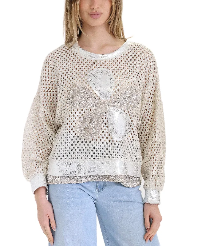 Statement Fashion Offers Crochet Shimmer Top w/ Rhinestones