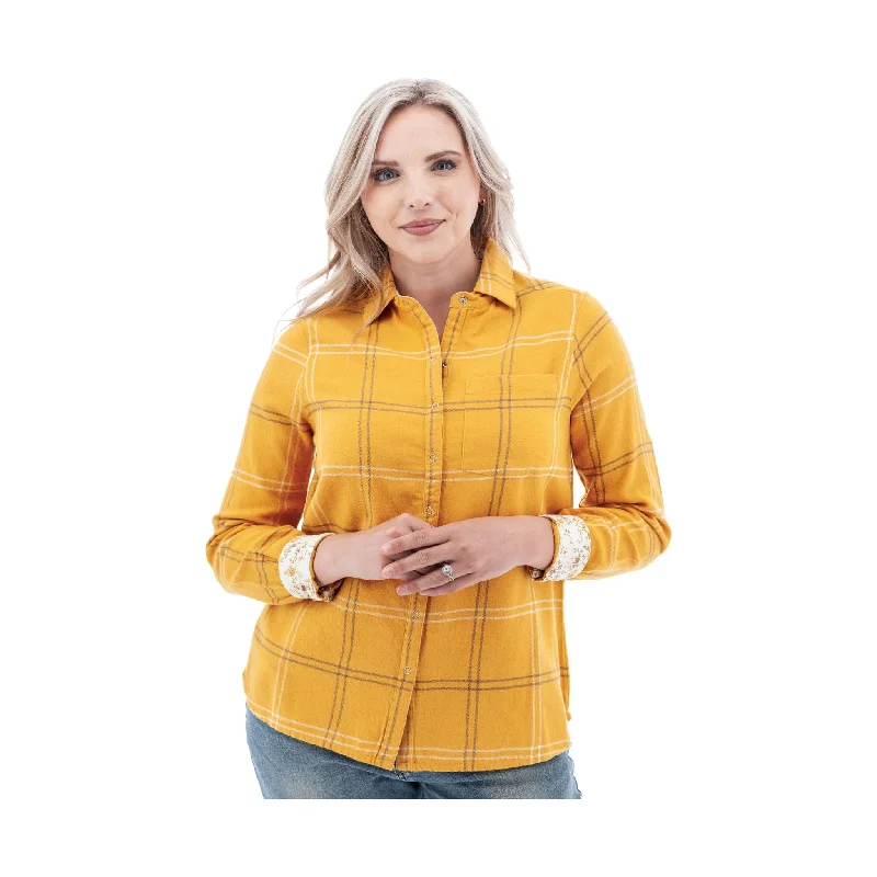 Seasonal Fashion Old Ranch Women's Aveline Organic Flannel Shirt - Gold - ONLINE STORE CREDIT/EXCHANGE ONLY