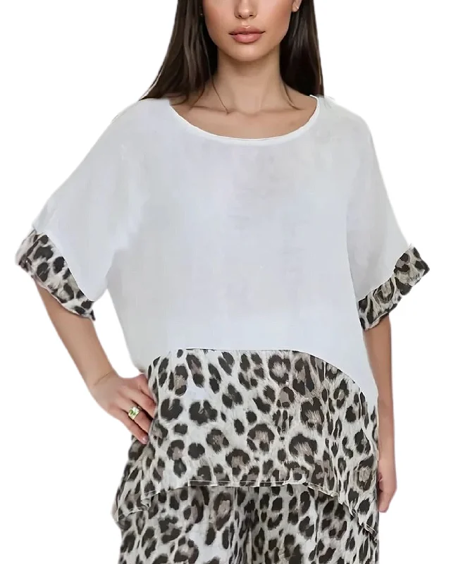 Everyday Elegance Sale Leopard Print Linen Top