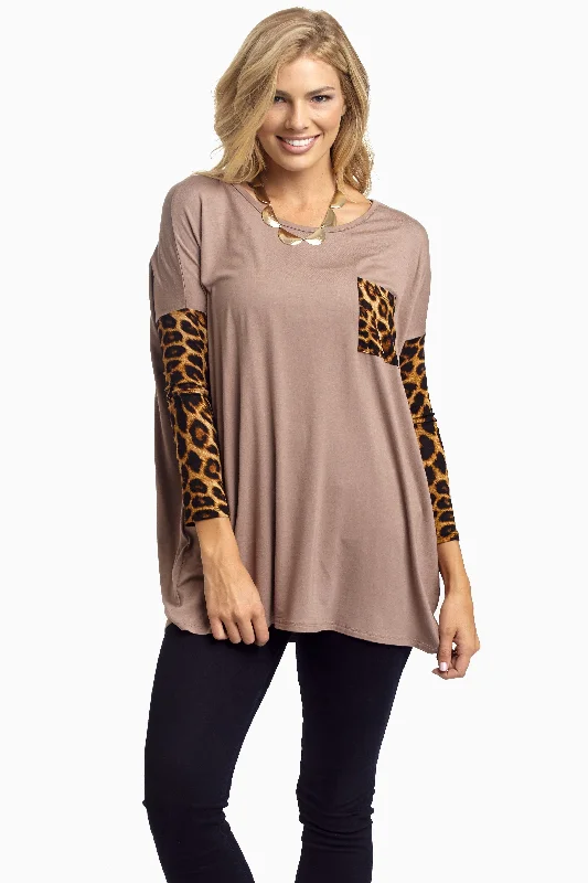 Comfortable Chic Mocha Animal Sleeve Top