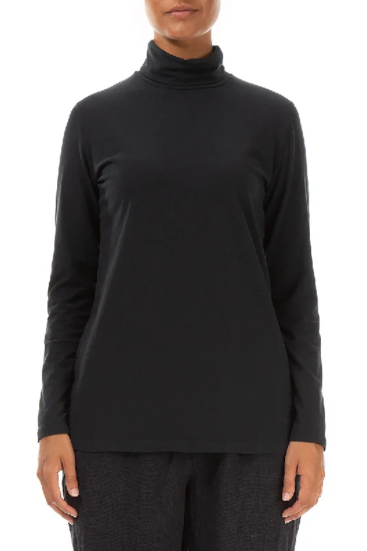 Exclusive Fashion Deals Turtleneck Black Soft Cotton Top