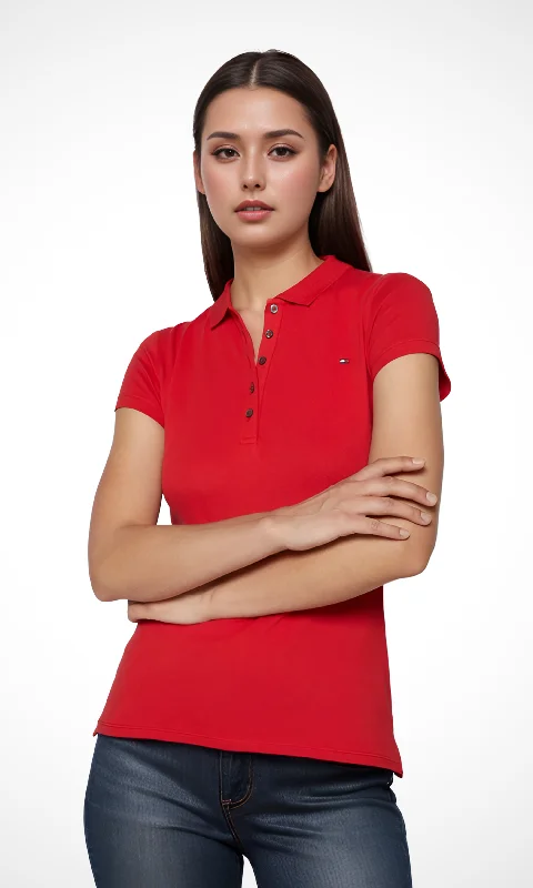 Crazy Discounts, Hurry Up Women Classic Fit Polo (Red)