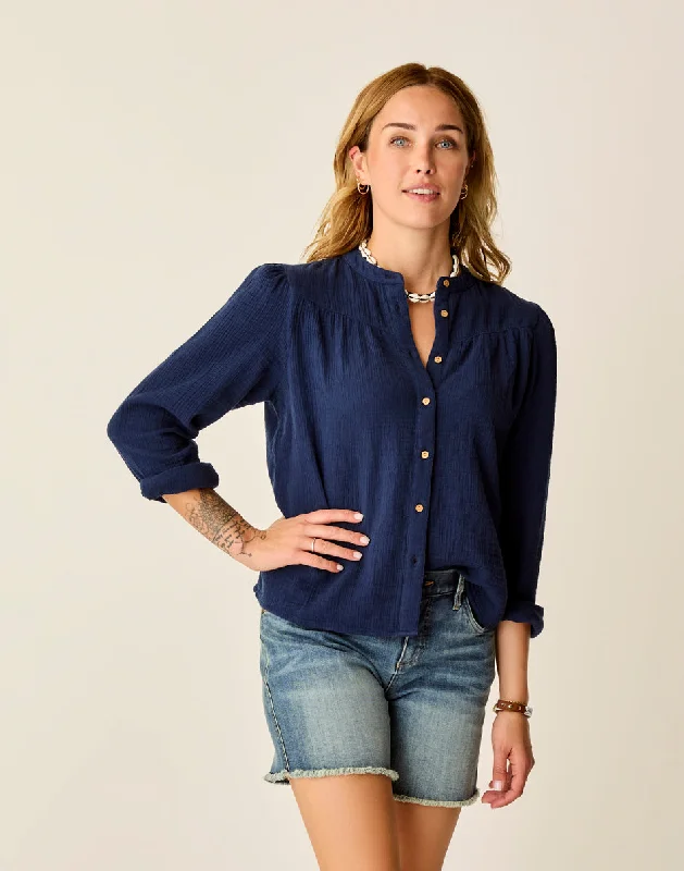 Exclusive Discount Tatum Double Gauze Shirt: Navy