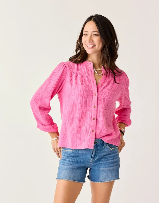 Special Offer Tatum Double Gauze Shirt: Hot Pink