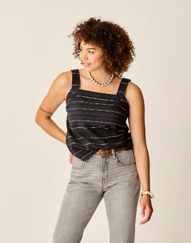 Elevated Casual Discounts Liv Stitched Top: Black Texture