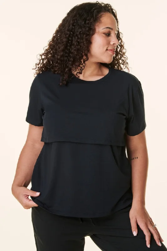 Luxury Casual Deals Black Bravado Lift Up Nursing Top