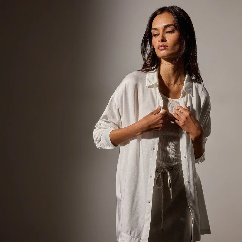 Latest Fashion Satin Oversized Shirt - White