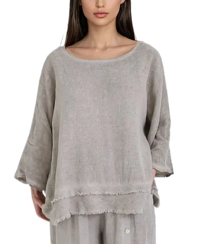 Modern Chic Discounts Linen & Cotton Combo Tiered Top