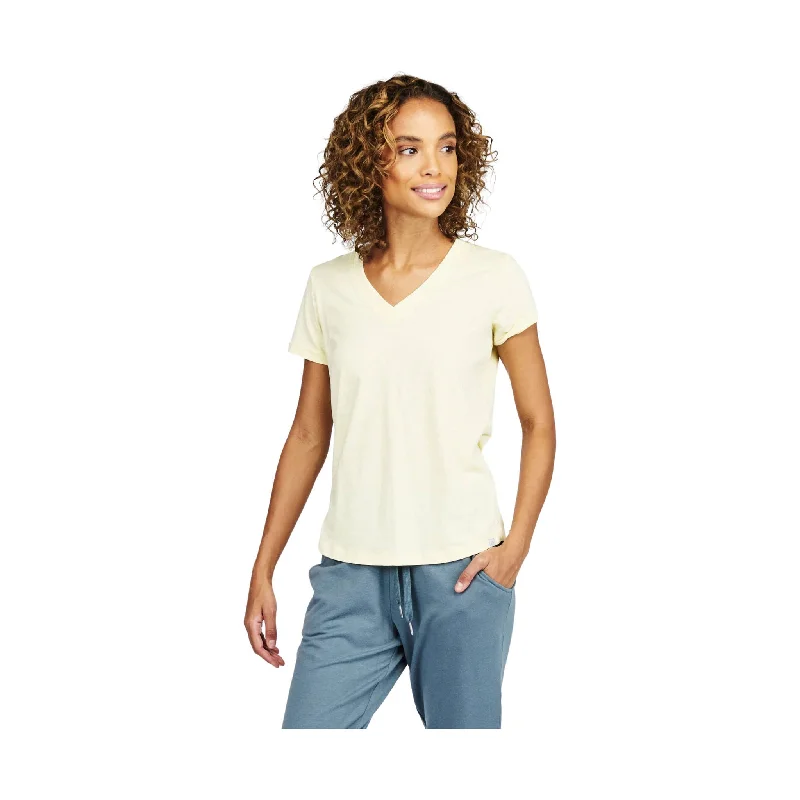 Massive Savings Tasc Women's NOLA V Neck T Shirt - Daisy Yellow - ONLINE STORE CREDIT/EXCHANGE ONLY