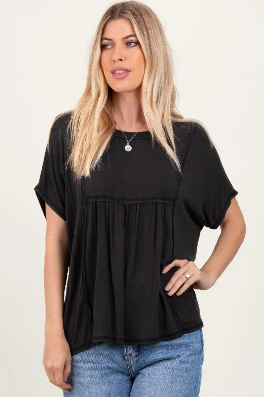 Limited Styles Black Flutter Sleeve Top