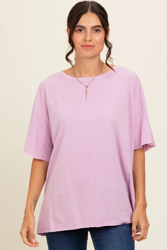 Trend Leading Collection Lavender Raw Rolled Hem Top