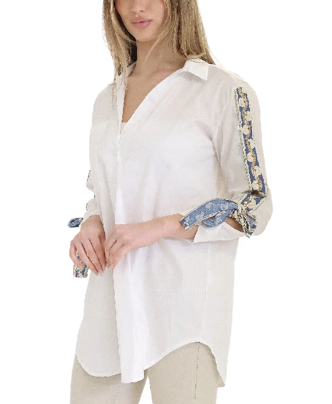 Premium Style Offers Top w/ Embroidered Sleeves