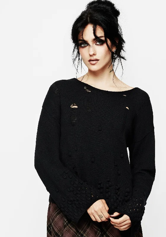 Day-To-Night Styles Looper Distressed Knit Jumper