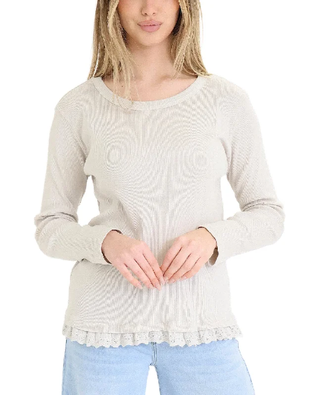 Bold Fashion Sales Ribbed Top w/ Eyelet Detail