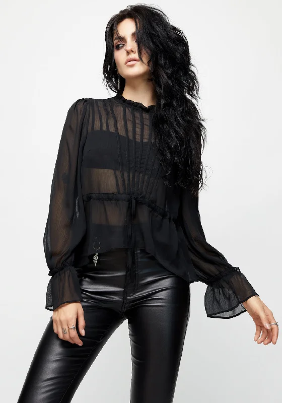 Seasonal Clearance Spirit Sheer Pintuck Ruffle Top