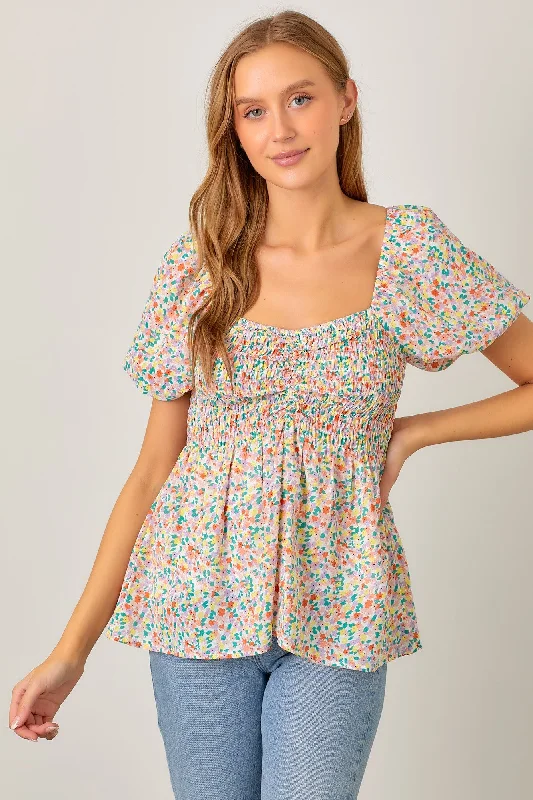 Enjoy Discount Multi Floral Sweetheart Top