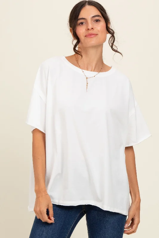 Weekend Exclusive Ivory Raw Rolled Hem Top