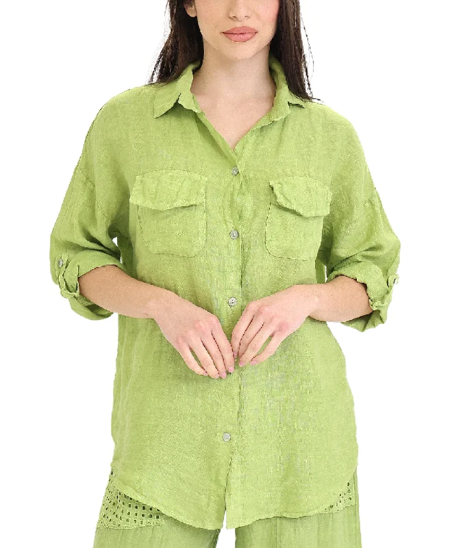 Trendy Threads Linen Button Front Shirt