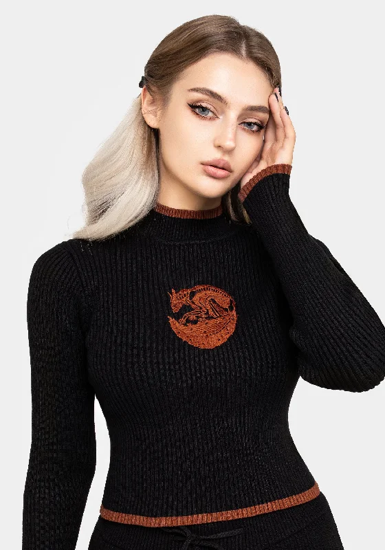 Comfort Meets Fashion Foxfire Embroidered Knit Jumper