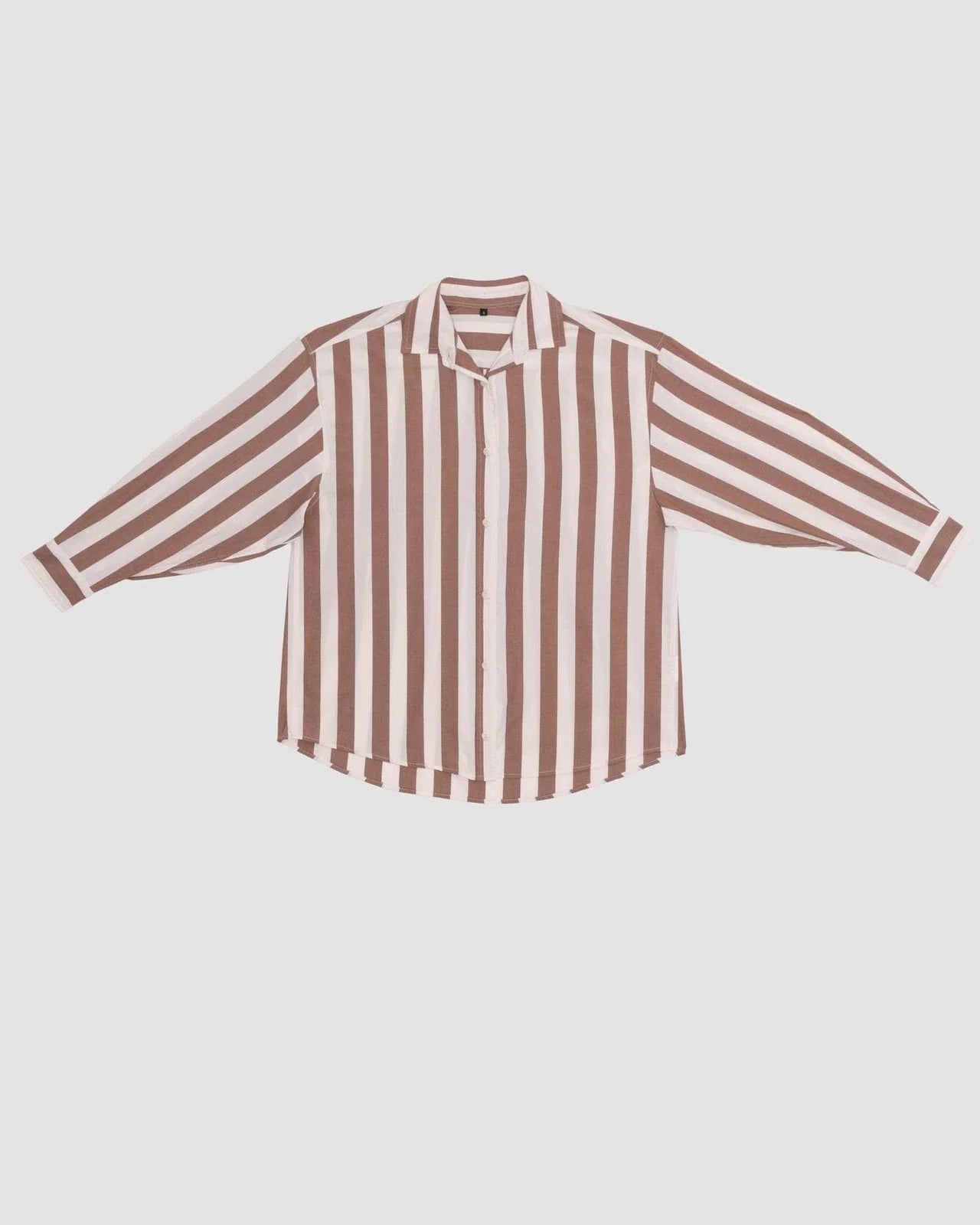 Popular Collection Brown White Stripe Loose Ole Shirt