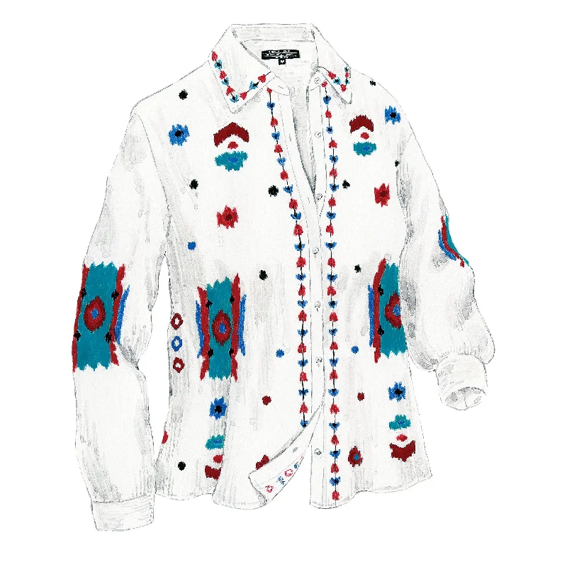 Elegant Style Embroidered Southwestern Shirt