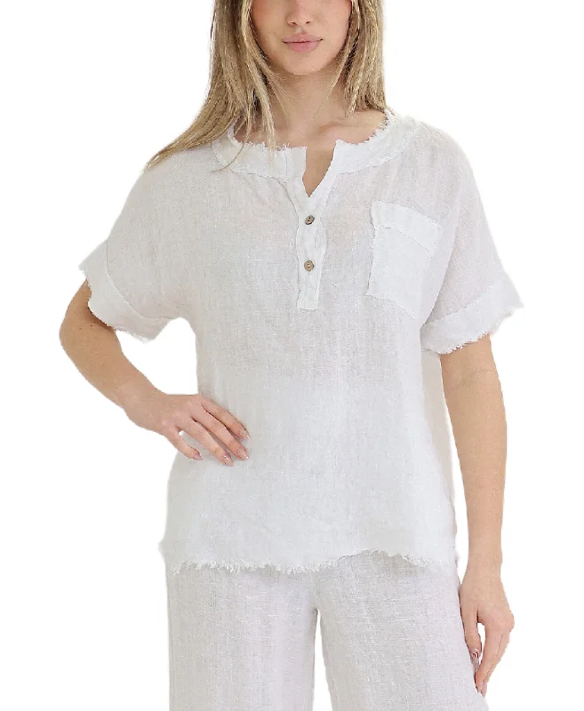 Modern Fashion Sale Frayed Edge Linen Top