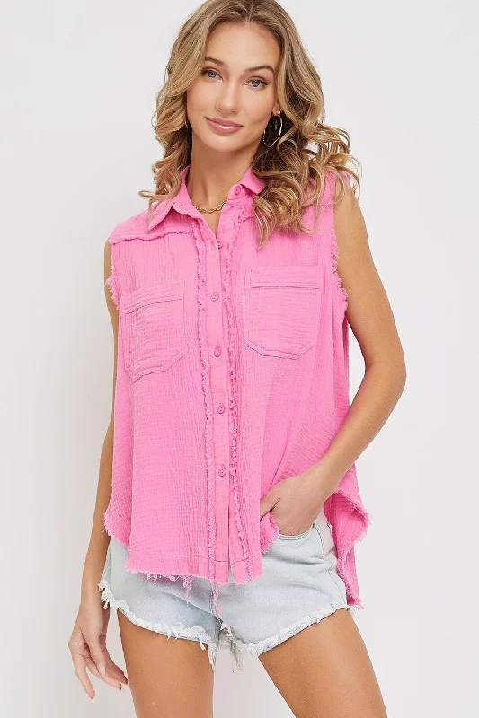 Sale Event, Prices Rock Pink Washed Cotton Gauze Shirt