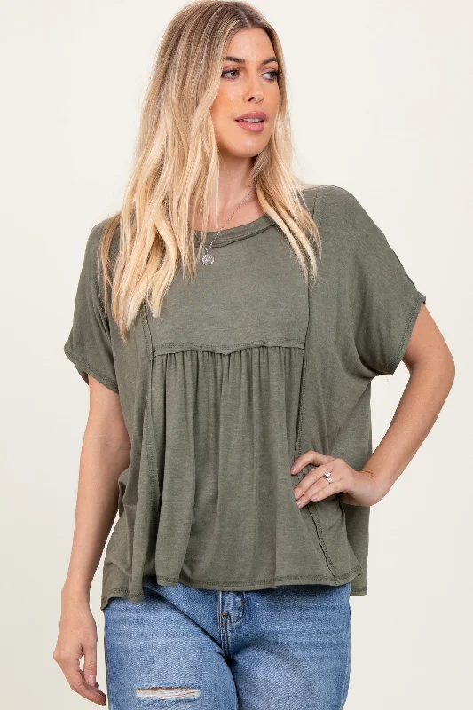 Trendy Styles Light Olive Flutter Sleeve Top