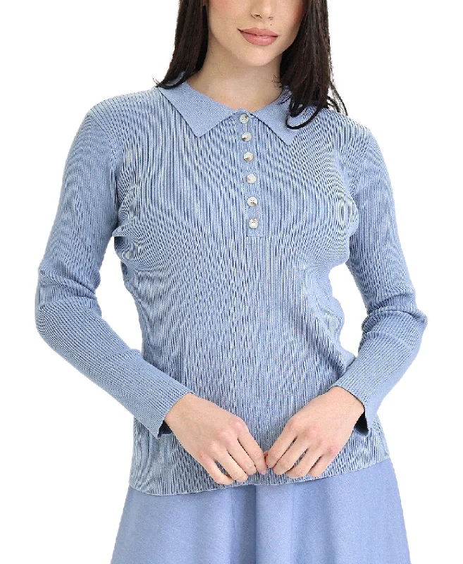 Trend Forward Threads Knit Collar Top