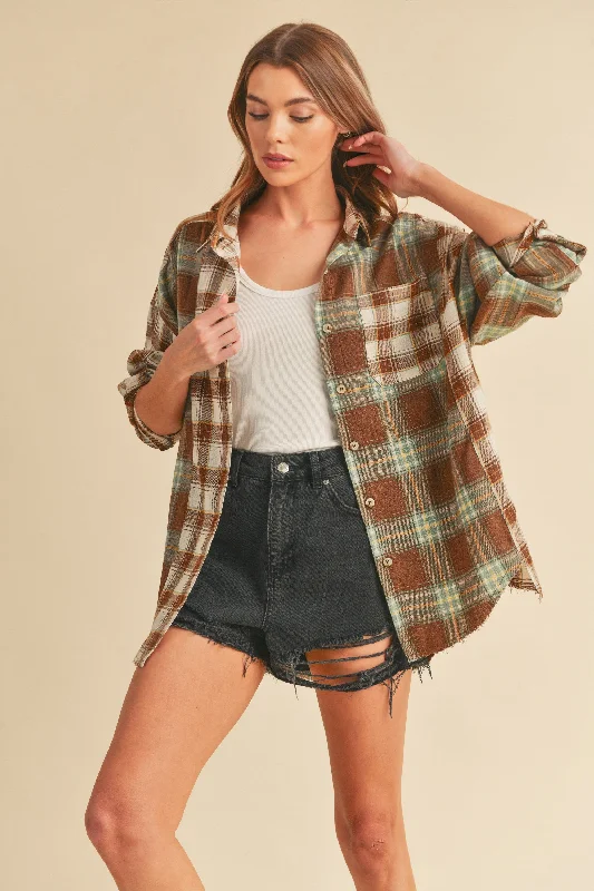 Final Sale Brown Plaid Combo Shirt