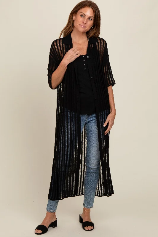 Discover Now Black Distressed Collared Cover-Up