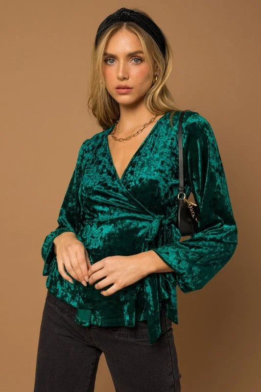 Classic Chic Deals Velvet Wrap Top