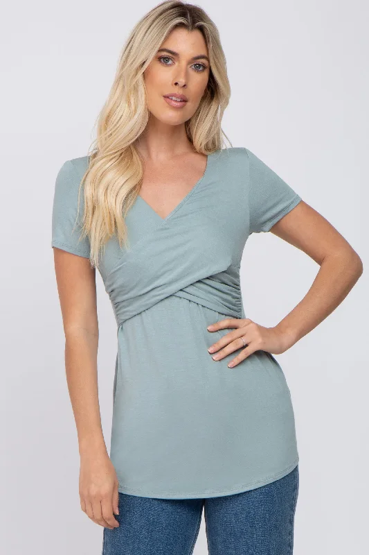 Trend Alert Light Olive Crossover Nursing Top