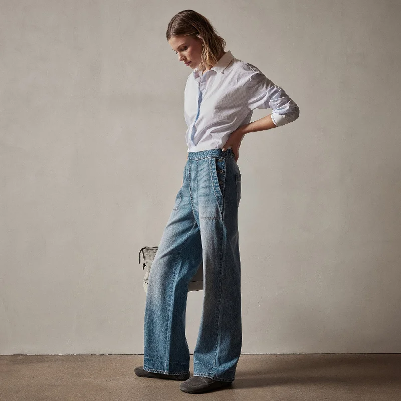 Chic Styles Contrast Striped Shirt - Light Blue Stripe