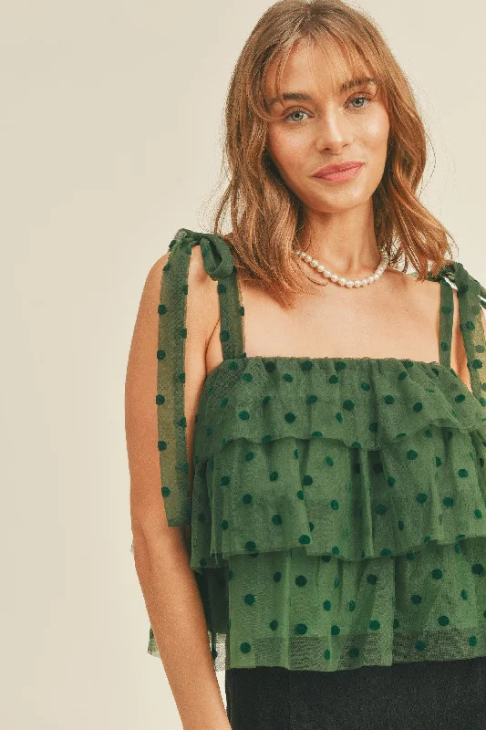 Embrace New Fashion Hunter Green Tiered Ruffle Layer Top