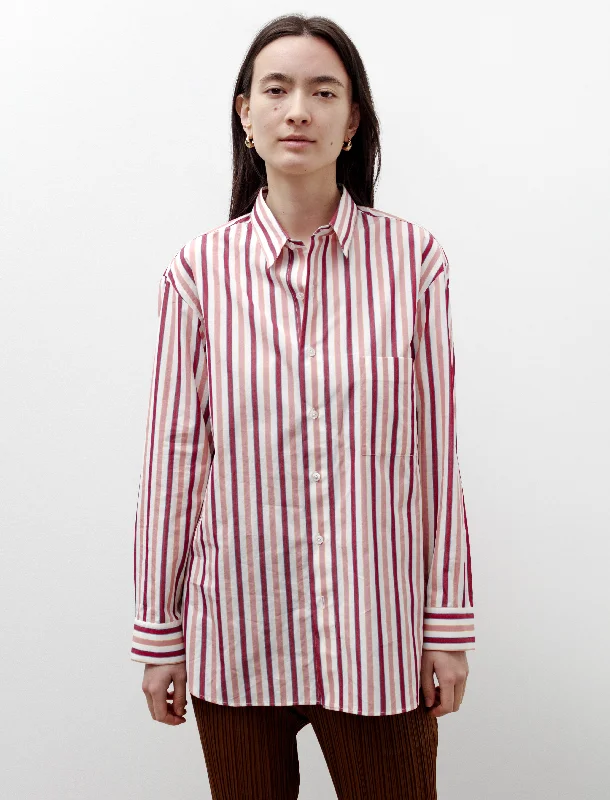 Statement Fashion Offers Handmade Classic Collar Shirt White with Pink Stripes