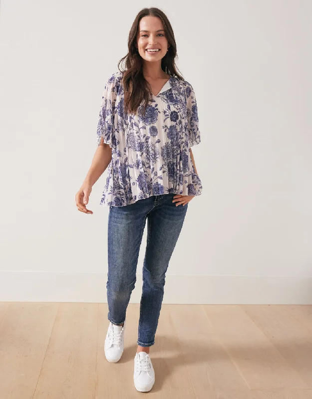 Quick Grab Deals Pleated Top - Navy