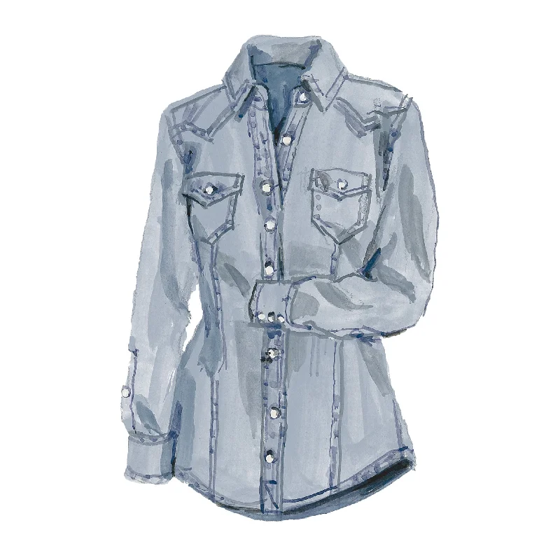 Fashion Forward Femininity Western Chambray Shirt