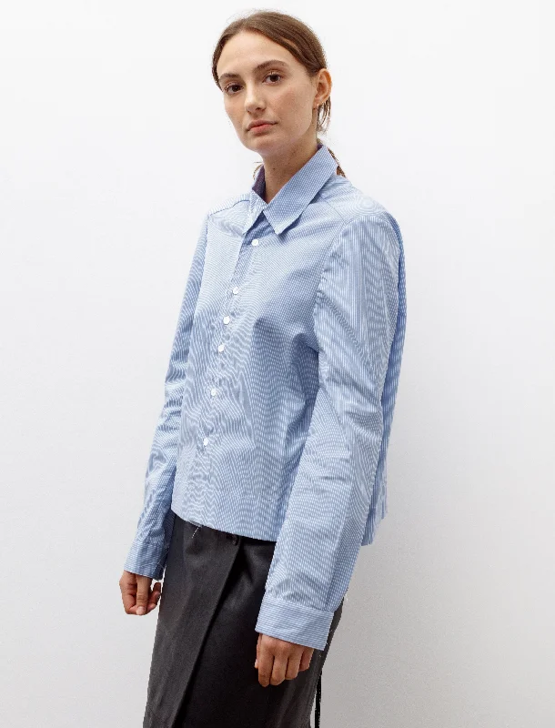 Trendy Street Style Cropped Gap Shirt Blue Stripe