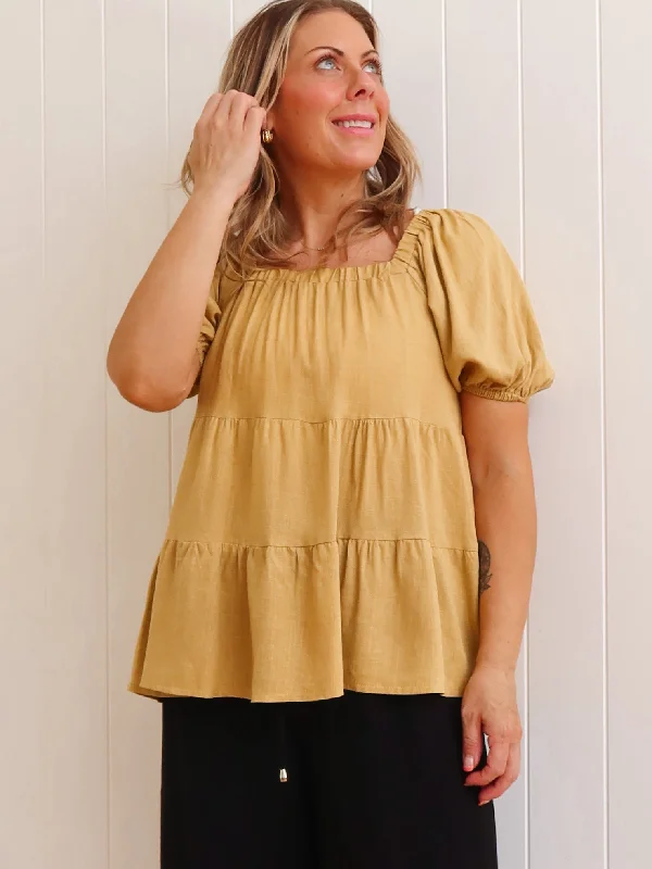 Playful Fashion Offers Robe Top - Mustard