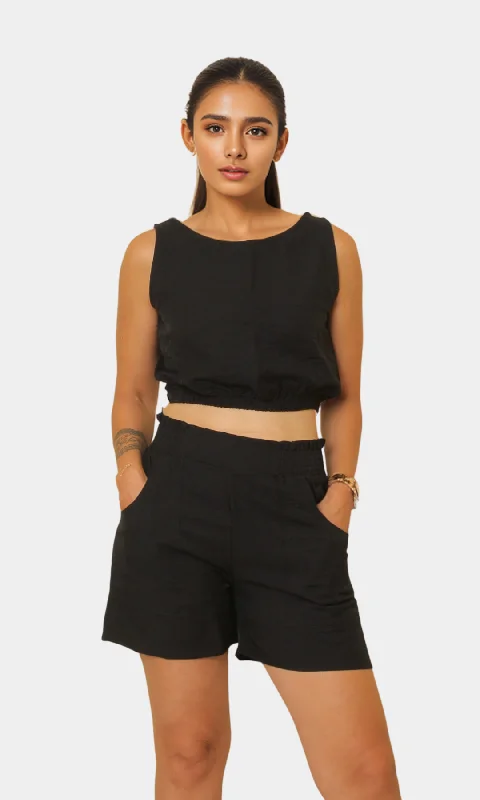 Huge Discounts This Week Two Piece Women Summer Set (Black)