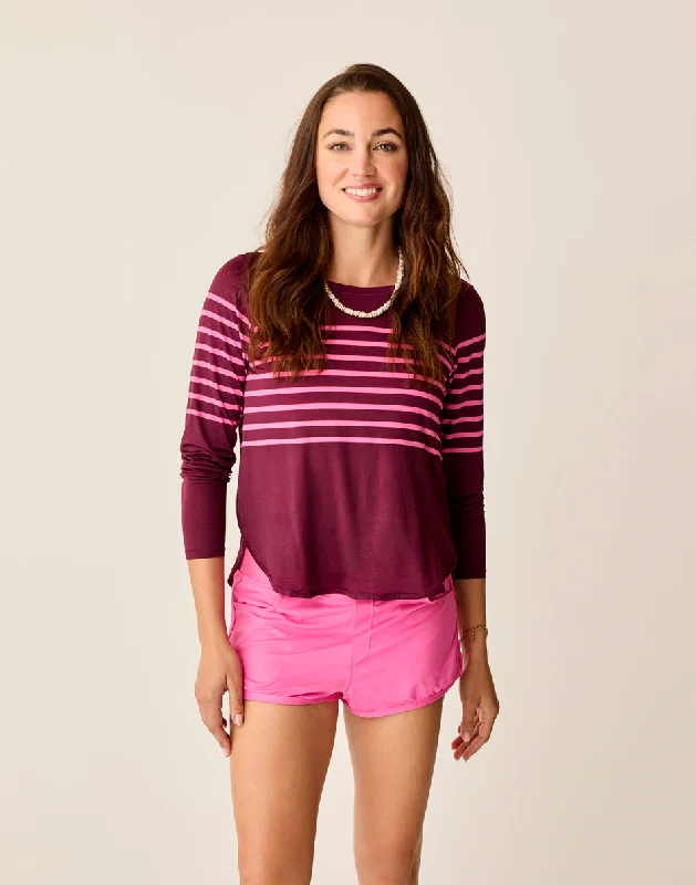 Stylish Looks Trek Top: Hot Pink Stripe