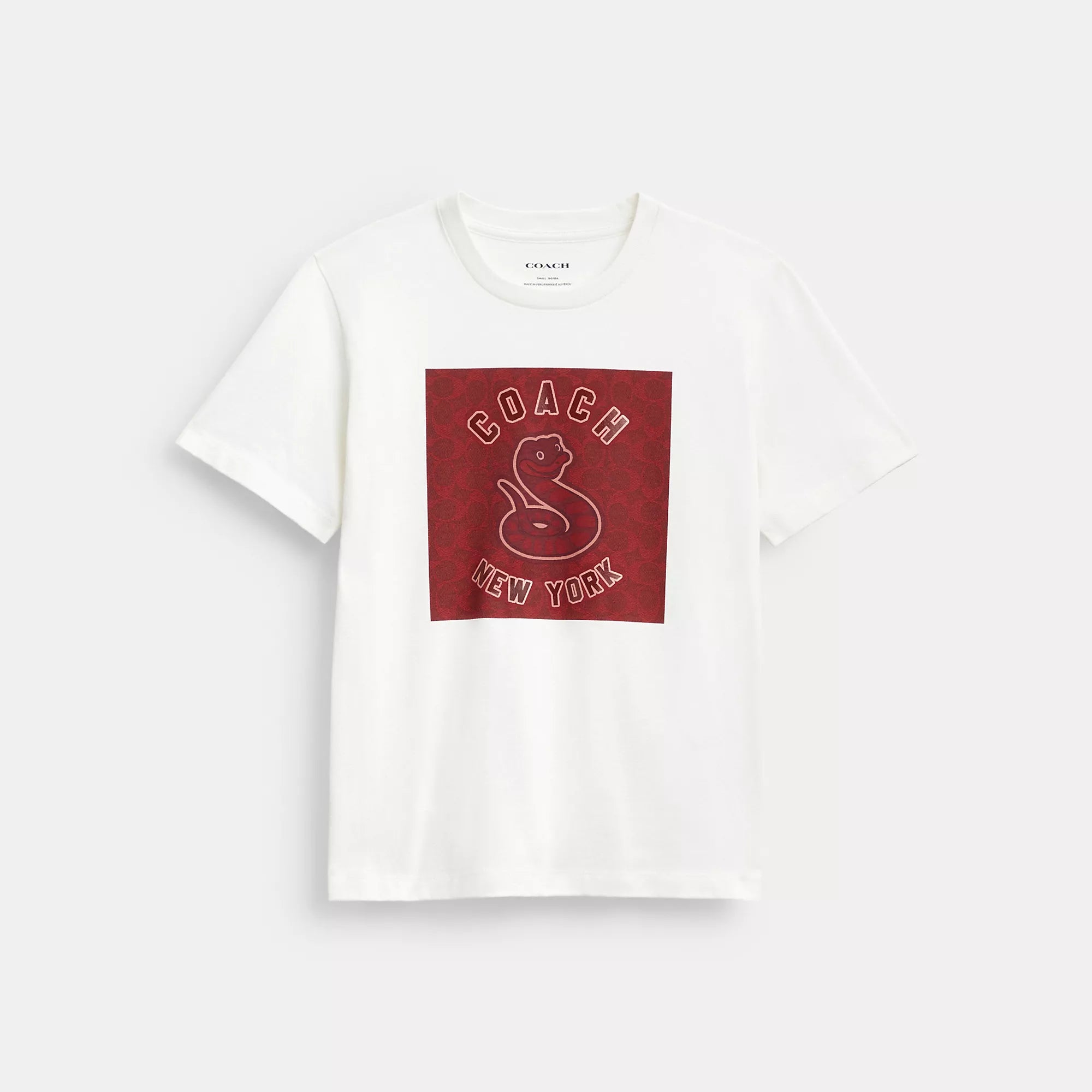 Cozy Chic Promotions Coach Outlet New Year Signature Square T Shirt In Organic Cotton With Snake Graphic