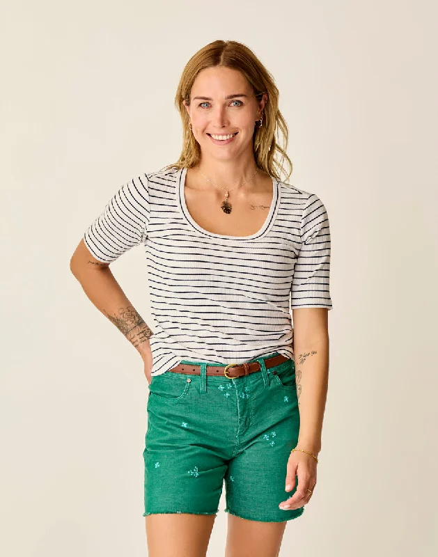 Casual Chic Deals Asher Rib Top: Cloud Stripe