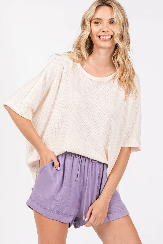 Bold Fashion Sales Cream Waffle Knit Dolman Top