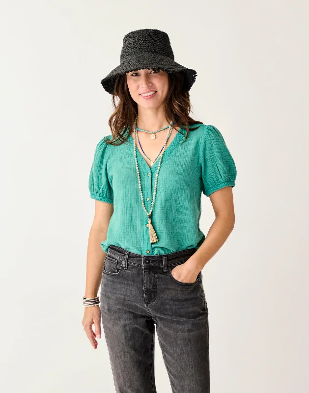 Durable Fashion Picks Milo Gauze Top: Jade